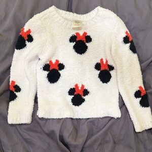 Hanna Andersson White Sweater with Black and Red Accents